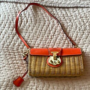 Talbots Orange and Tan Wicker purse